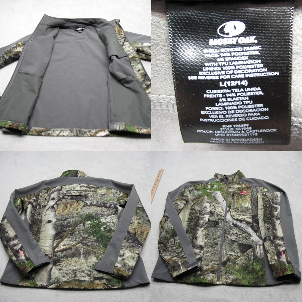 Mossy Oak Jacket Womens Large 12/14 Gray Scent Factor Camo Full Zip Hunting